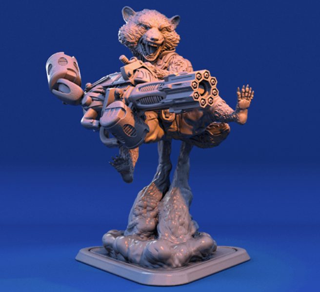 rocket raccoon, cool resin printing files