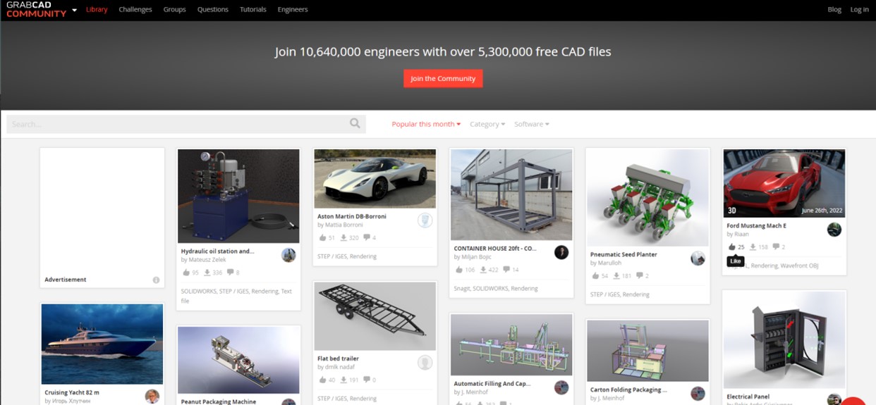 grabcad community, 3d model website free